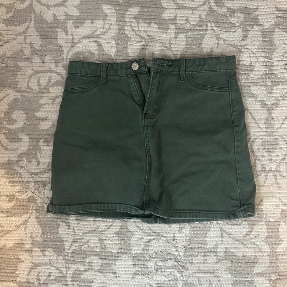 Green denim skirt